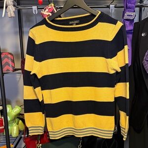Brooks Brothers Yellow and Black Striped Crewneck Sweater